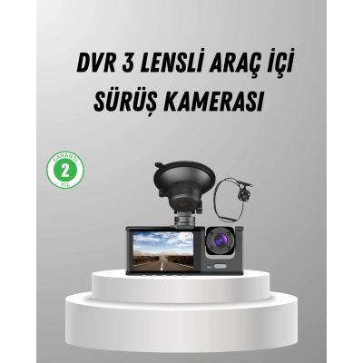 BFS Üç Kameralı Araç DVR Full HD Gece Görüşlü ve 2 inç IPS Ekranlı