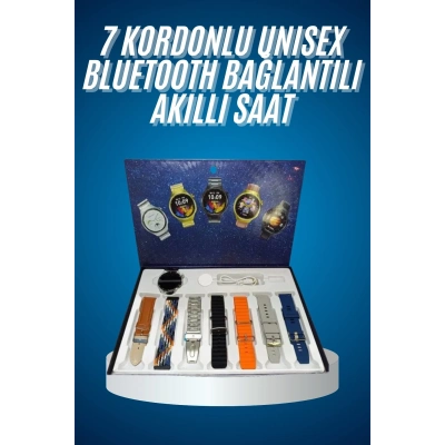 BFS Unısex Yuvarlak Ekranlı 7 Kordonlu Akıllı Saat GPS Destekli Çoklu Kordon Seçeneği