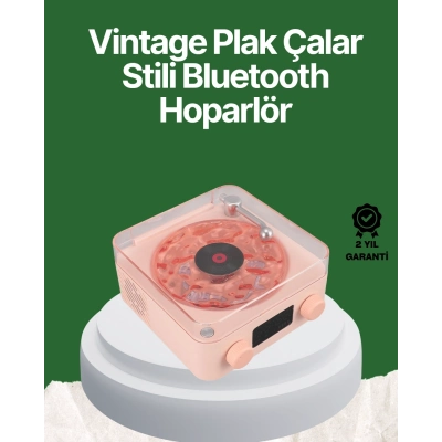 BFS Vintage Tarz Bluetooth Hoparlör – Gece Işığı ve Zaman Göstergeli