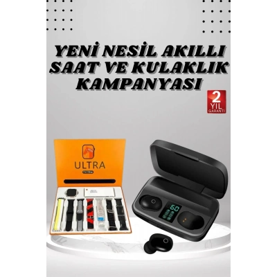 BFS Yeni Nesil Akıllı Saat ve Bluetooth Kulaklık Kampanyası Dokunmatik Kare 7 Kordonlu