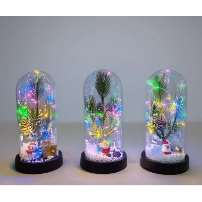 BFS Yılbaşı Temalı Işıklı  Dekoratif Cam Fanus Alk5074