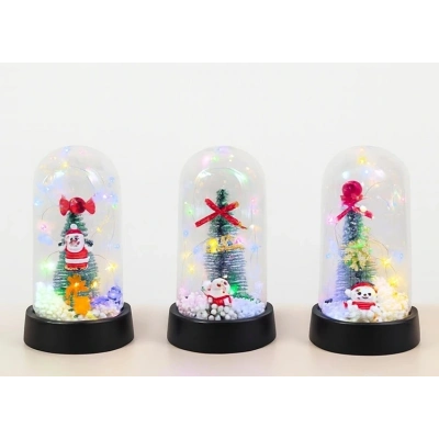 BFS Yılbaşı Temalı Işıklı  Dekoratif Cam Fanus Alk5076