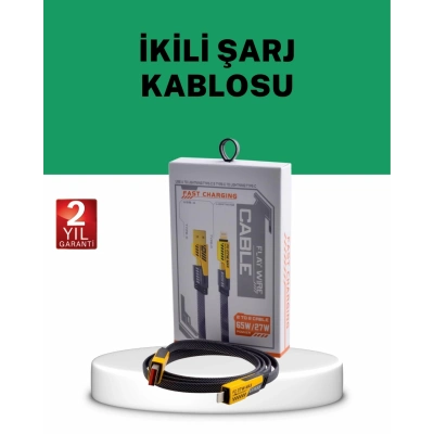 BFS Yüksek Hızlı 65W Güç Çıkışlı Çoklu Cihaz Uyumlu Şarj Kablosu