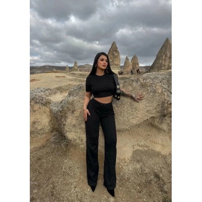 Bol paça pantolonlu alt üst takım