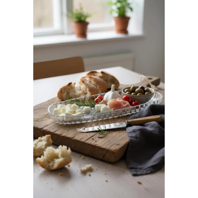 Cam Balık Sırtı Baton Sunum Tabağı 28 cm