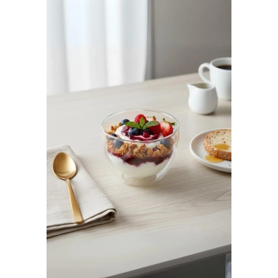 Çift Cidarlı Cam Kase 250 ml 10 cm