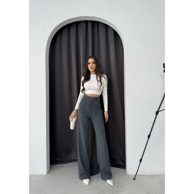 Cırtlı pantolon krep füme pt