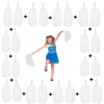 ÇOK SATAN 12 Çift ( 24 Adet ) Beyaz Renk 23 Nisan 19 Mayıs 29 Ekim Okul Gösteri Ponponları