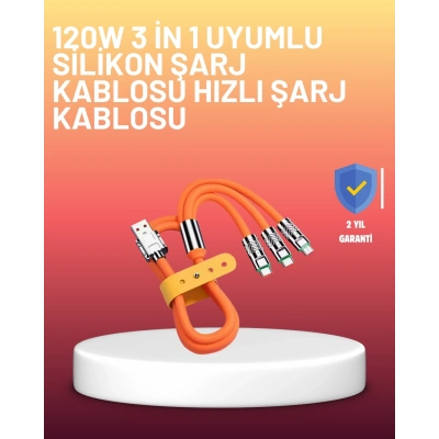 ÇOK SATAN 120W Şarj Destekli 3’ü 1 Arada Çoklu Şarj Kablosu – 1.2 Metre