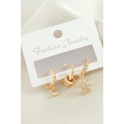 ÇOK SATAN 3 Adet Yıldız Zirkon Taşlı Küpe