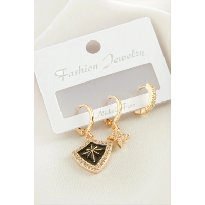 ÇOK SATAN 3 Adet Yıldız Zirkon Taşlı Küpe