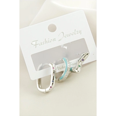 ÇOK SATAN 3 Adet Yıldız Zirkon Taşlı Küpe