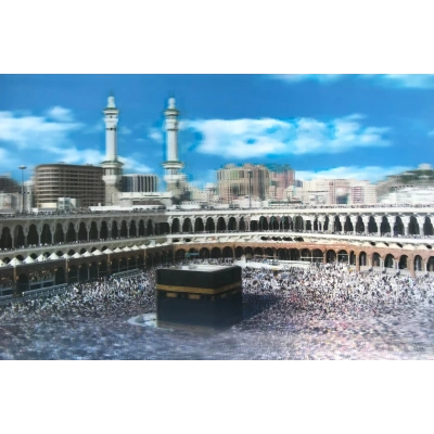 ÇOK SATAN 3 Boyutlu Resim  Ekstra Çözünürlüğe Sahip Kabe Resmi Mekke Tablosu 40x60 cm