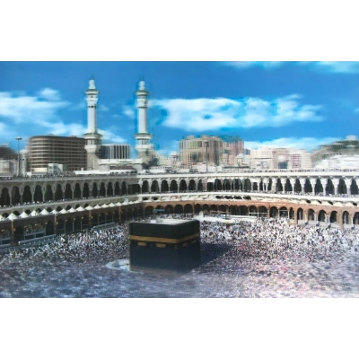 ÇOK SATAN 3 Boyutlu Resim  Ekstra Çözünürlüğe Sahip Kabe Resmi Mekke Tablosu 40x60 Cm