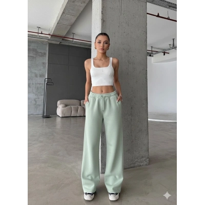 3 iplik şardonlu oversize eşofman mint yeşili