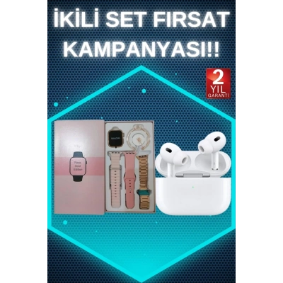 ÇOK SATAN 3 Kordonlu Pembe Amoled Ekran Akıllı Saat ve Yeni Nesil Pro Kablosuz Bluetooth Kulaklık ANC/ENC