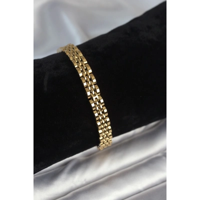 316L Çelik 7 mm Kalınlıkta Gold Renkli Erkek Bileklik