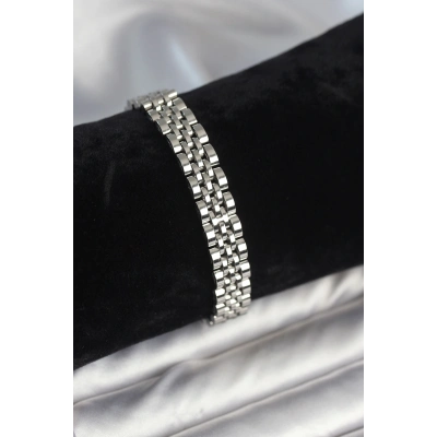 316L Çelik 9 mm Kalınlıkta Gümüş Renkli Erkek Bileklik