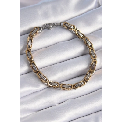 ÇOK SATAN 316L Çelik Gümüş Gold Renk Kral Zincir Model Erkek Bileklik