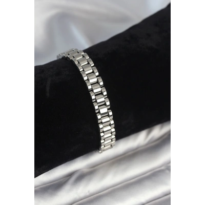 316L Çelik Gümüş Renk 9 mm Kalınlık Erkek Bileklik