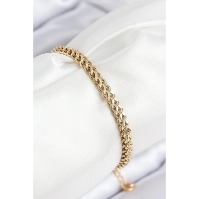 ÇOK SATAN 316L Çelik Örgü Zincir Model Gold Renk Kadın Bileklik