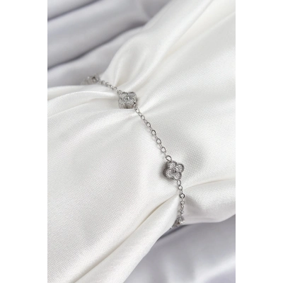 ÇOK SATAN 316L Çelik Yonca Model Gümüş Renk Kadın Bileklik