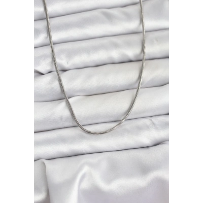 316L Çelik Zincir Gümüş Renk 60 cm Yılan Zincir Kadın Kolye