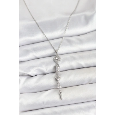 316L Çelik Zincir Gümüş Renk Kutup Yıldızı Enerji Model Kadın Y Kolye