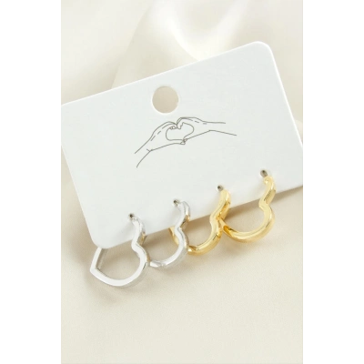 ÇOK SATAN 4 Adet Kalp Metal Küpe