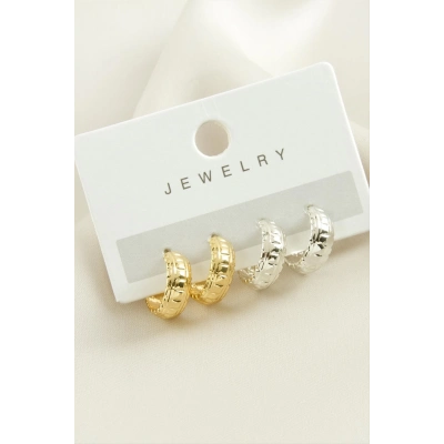 ÇOK SATAN 4 Adet Kare Desenli Halka Küpe