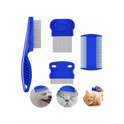 ÇOK SATAN 4lü Bit Pire Tarağı Set Kedi Köpek Evcil Hayvan Tüy Toplayıcı Mavi