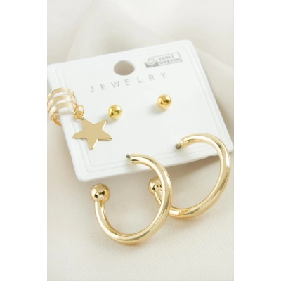 ÇOK SATAN 5 Adet Yıldız Boru Halka Küpe 2,5 cm