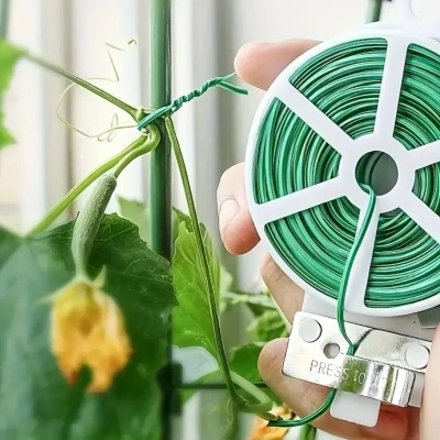 ÇOK SATAN 50 Metre Kendiliğinden Kesici Bıçaklı Bitki Saksı Kablo Sabitleme Teli