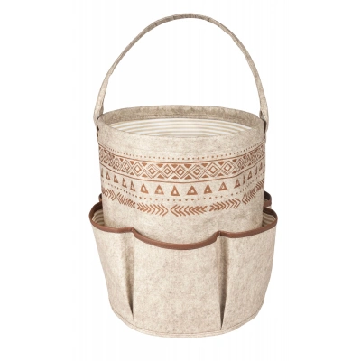 ÇOK SATAN 6 Cepli Deri Şeritli Yuvarlak Çok Amaçlı Düzenleyici Organizer Kutu Keçe Sepet 03914