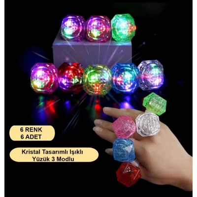 ÇOK SATAN 6lı Kristal LED Parti Yüzük Seti