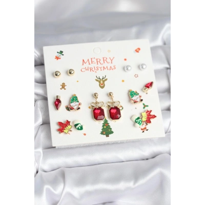 8 Çift Yılbaşı Temalı Kadın Küpe