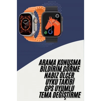 ÇOK SATAN Akıllı Saat Kordon Hediyeli Güçlü Batarya Kapasiteli Titreşimli Bildirim Görme Unisex