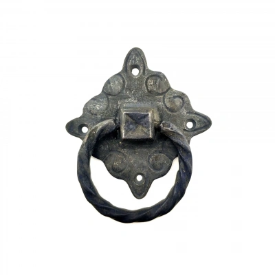 Antika Tarz Dekoratif Pirinç Mobilya Kulbu, Kapı Kilit Halkası - 94x97 Mm, Büyük, Oksit