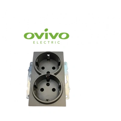 ÇOK SATAN Antrasit İkili Topraklı Piriz Çerçevesiz Grano - Priz ve Anahtar İçin Uyumlu Çerçeve