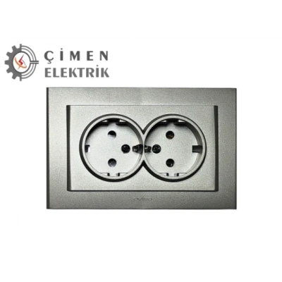 ÇOK SATAN Antrasit İkili Topraklı Priz Çerçeveli - Priz ve Anahtar İçin Uyumlu Çerçeve