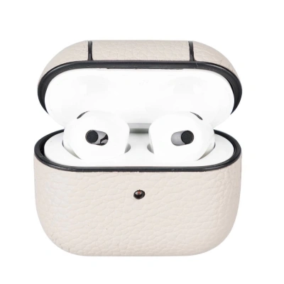 ÇOK SATAN Apple AirPods 3.nesil Uyumlu Deri Kılıf Juni ERC3 Bej