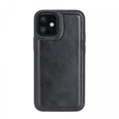 ÇOK SATAN Apple iPhone 12 mini Uyumlu Deri Arka Kapak RST1 Siyah