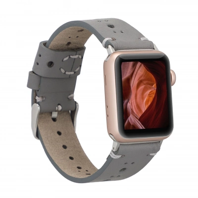 ÇOK SATAN Apple Watch Uyumlu Deri Kordon 38-40-41mm RST9-BA8 Gri