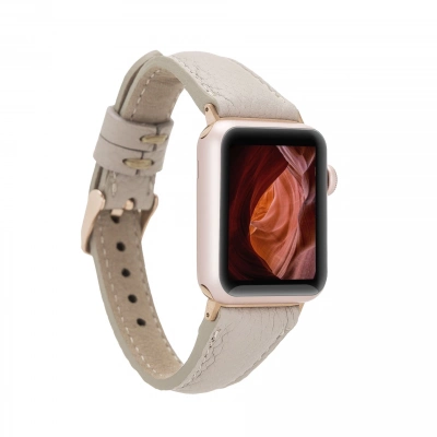 ÇOK SATAN Apple Watch Uyumlu Deri Kordon 38-40-41mm Slim ERC3 Bej
