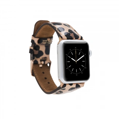 ÇOK SATAN Apple Watch Uyumlu Deri Kordon 42-44-45mm Leopar NE