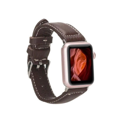 ÇOK SATAN Apple Watch Uyumlu Deri Kordon 42-44-45mm NM4-AS4 Kahve