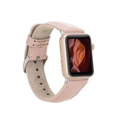 ÇOK SATAN Apple Watch Uyumlu Deri Kordon 42-44-45mm NU2 Pembe