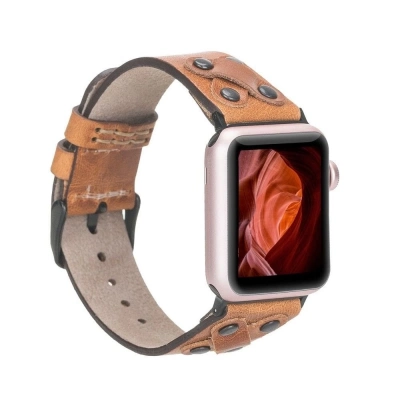 ÇOK SATAN Apple Watch Uyumlu Deri Kordon Cross 42-44-45mm BT V18