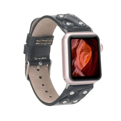 ÇOK SATAN Apple Watch Uyumlu Deri Kordon Cross 42-44-45mm ST RST1