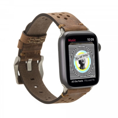 ÇOK SATAN Apple Watch Uyumlu Deri Kordon Vigo 42-44-45mm G2 Kahve